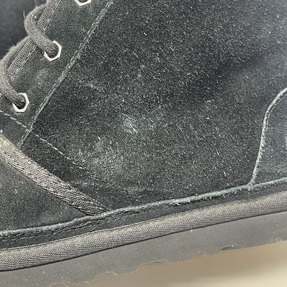 UGG Neumel Chukka Boots Mens 11 Black Suede Sheepskin Lined Ankle Winter Shoes - Picture 12 of 16